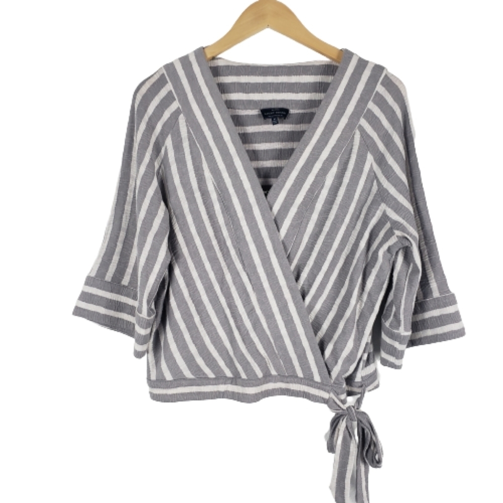 Lucky brand Stripped v-neck wrap top